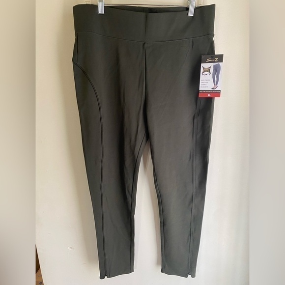 SEVEN7 4 Way Stretch Scallop Hem PullOn Ponte Leggings Size XL Pretty Olive NWT. - Picture 7 of 13